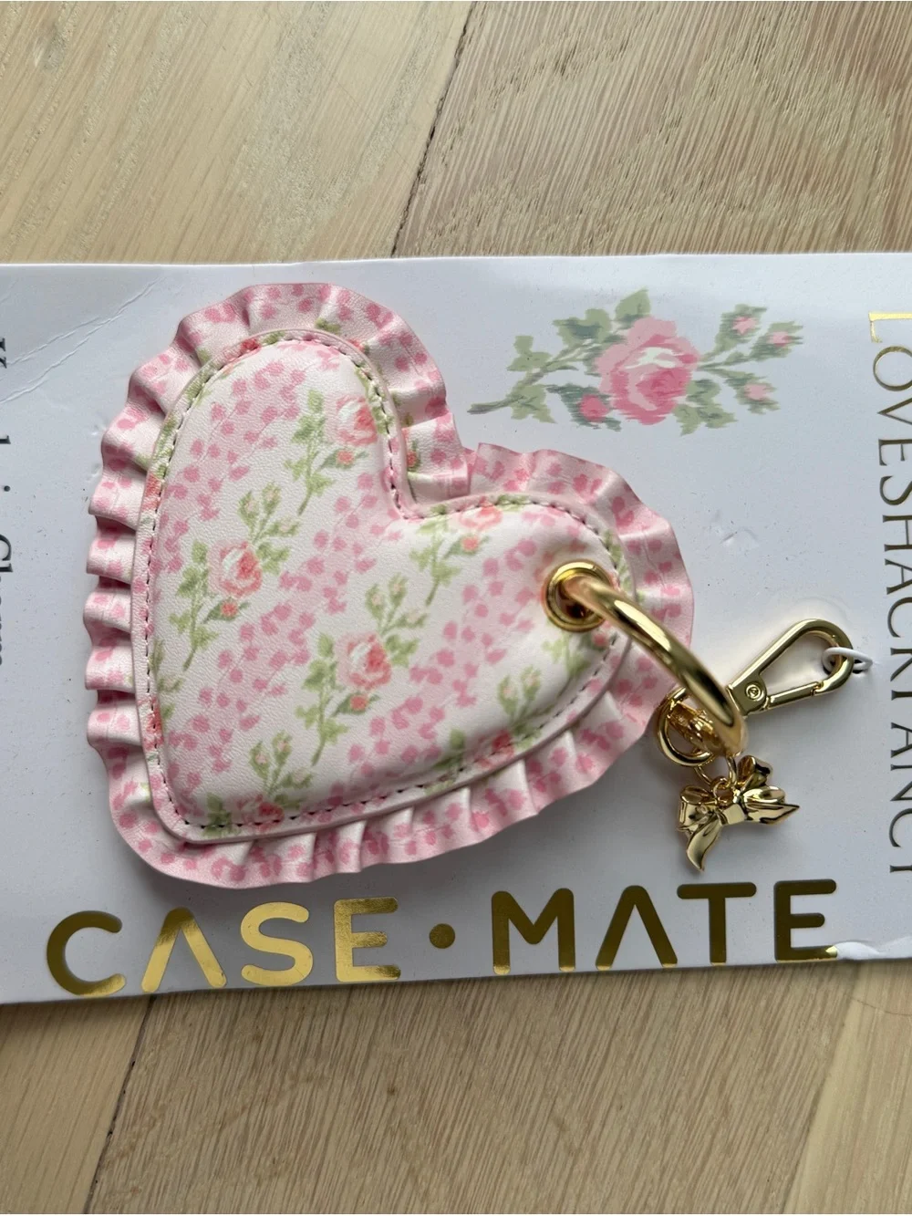 LoveShackFancy heart keychain, fits an airtag